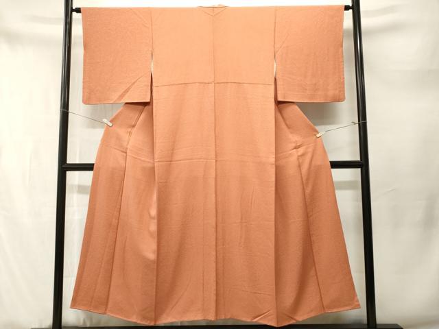平和屋着物■本草木染作家 瑞寶 色無地 紋意匠 赤朽葉色 正絹 逸品 CABM1808ev