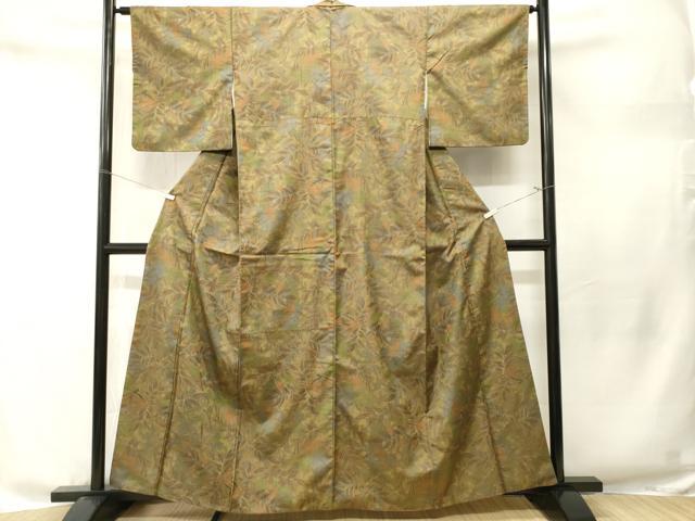 平和屋着物■上質な紬 枝葉文 正絹 逸品 CABM1811ev