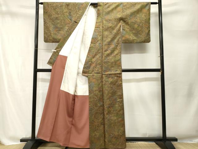 平和屋着物■上質な紬 枝葉文 正絹 逸品 CABM1811ev