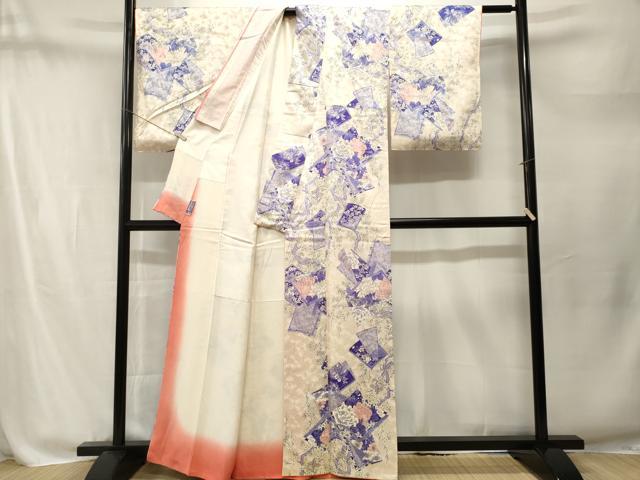 平和屋着物■上質な小紋 冊子枝花文 銀彩 正絹 逸品 CABM1814ev