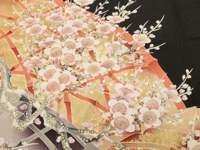 平和屋着物■豪華黒留袖 籠目枝松文 暈し染め 正絹 逸品 CABM1849ev