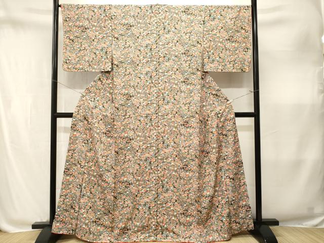 平和屋着物■上質な小紋 草花文 正絹 逸品 CABM1863ev