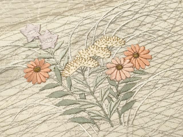 平和屋着物■訪問着 総刺繍 草花文 正絹 逸品 CABM1865ev