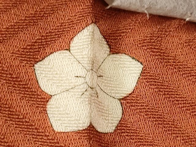 平和屋着物■上質な色無地 菱地紋 赤朽葉色 正絹 逸品 CABM1871ev