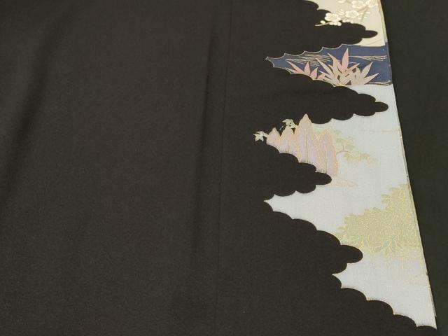平和屋着物■豪華黒留袖 駒刺繍 松竹梅御所解鴛鴦文 暈し染め 金彩 正絹 逸品 CABM1873ev