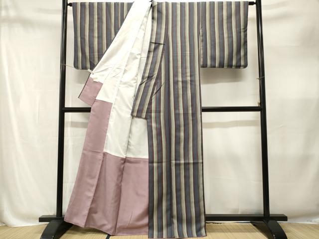 平和屋着物■小紋 縞 洗える着物 CABM1885ev