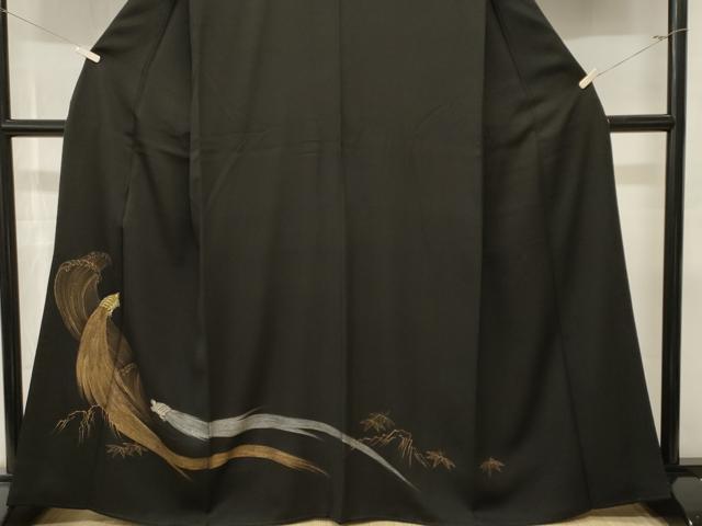 平和屋着物■豪華黒留袖 刺繍 蓑亀 笹文 金銀彩 正絹 逸品 CABM1903ev