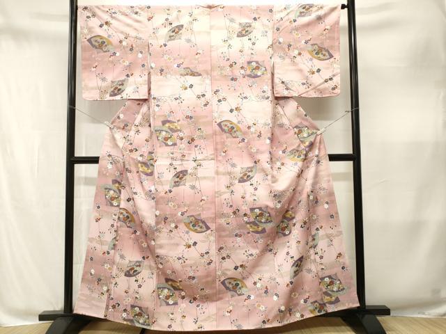 平和屋着物■小紋 扇面枝花文 暈し染め 金彩 洗える着物 CABM1907ev