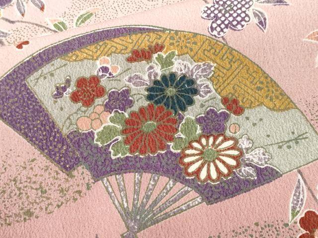 平和屋着物■小紋 扇面枝花文 暈し染め 金彩 洗える着物 CABM1907ev