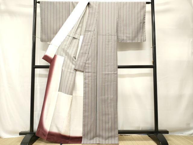 平和屋着物■小紋 縞 胴抜き仕立て 洗える着物 CABM1908ev