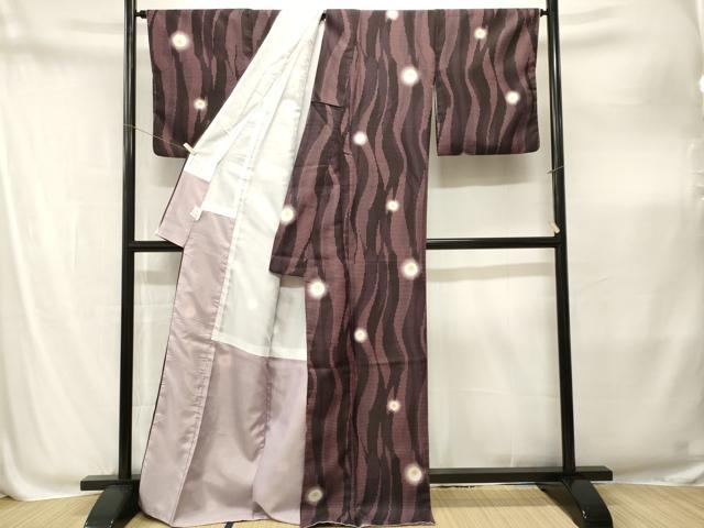 平和屋着物■小紋 よろけ縞丸文 洗える着物 CABM1925ev