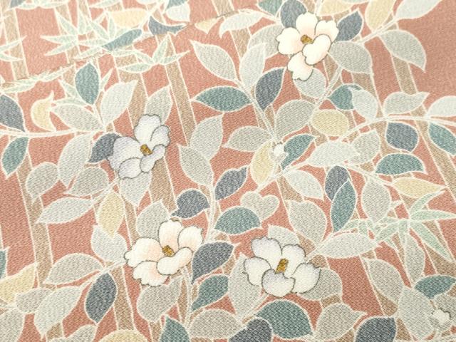 平和屋着物■小紋 笹竹枝椿文 洗える着物 CABM1936ev