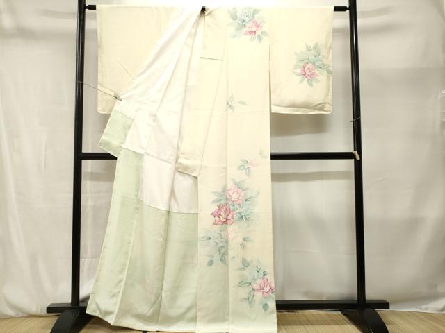 平和屋着物■訪問着 刺繍 バラ 暈し染め 金銀彩 正絹 逸品 CABM1974ev