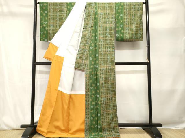 平和屋着物■小紋 格子舞花間道 洗える着物 CABM1980ev