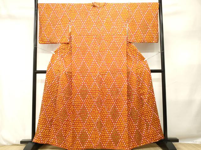 平和屋着物■上質な小紋 総絞り 菱文 正絹 逸品 CABM1986ev