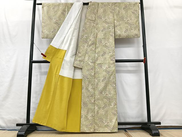 平和屋着物■上質なお召 枝葉文 正絹 逸品 CABM2007xe