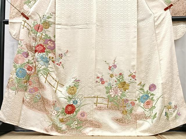 平和屋着物■豪華振袖 刺繍 草花文 金彩 正絹 逸品 CABM2011xe