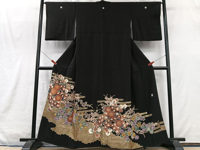 平和屋着物■豪華黒留袖 作家物 駒刺繍 草花文 金彩 正絹 逸品 CABM2026xe
