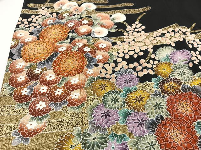 平和屋着物■豪華黒留袖 作家物 駒刺繍 草花文 金彩 正絹 逸品 CABM2026xe