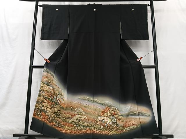 平和屋着物■豪華黒留袖 人物風景文 暈し染め 金彩 正絹 逸品 CABM2027xe