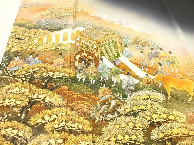 平和屋着物■豪華黒留袖 人物風景文 暈し染め 金彩 正絹 逸品 CABM2027xe