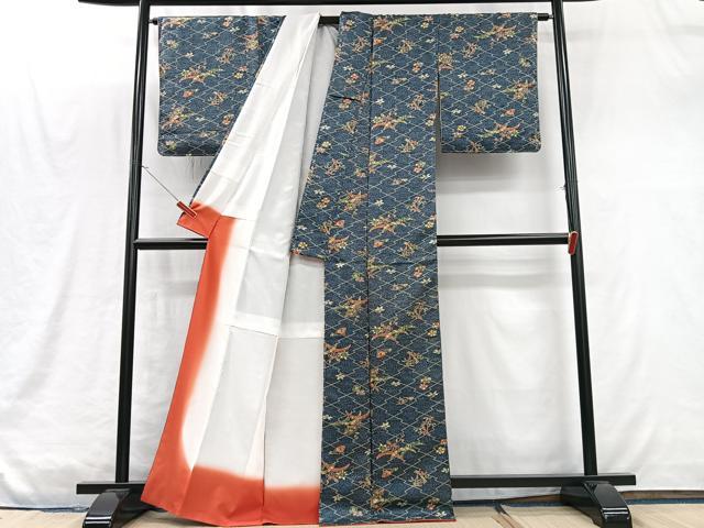 平和屋着物■上質な小紋 雪芝花文 正絹 逸品 CABM2035xe