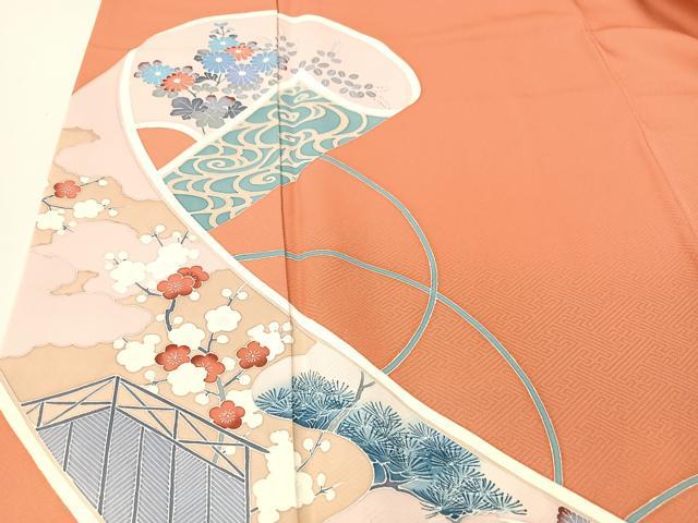 平和屋着物■訪問着 絵巻花鳥文 ロング丈 正絹 逸品 CABM2068xe