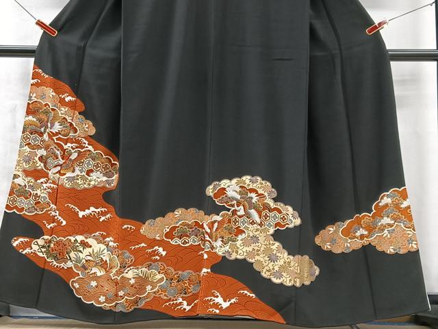 平和屋着物■豪華黒留袖 雲取り吉祥飛鶴花文 金彩 正絹 逸品 CABM2093xe