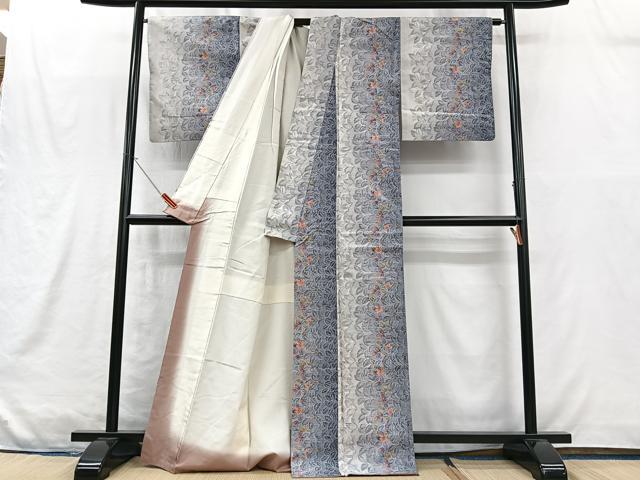平和屋着物■上質な紬 草花間道 正絹 逸品 CABM2107xe