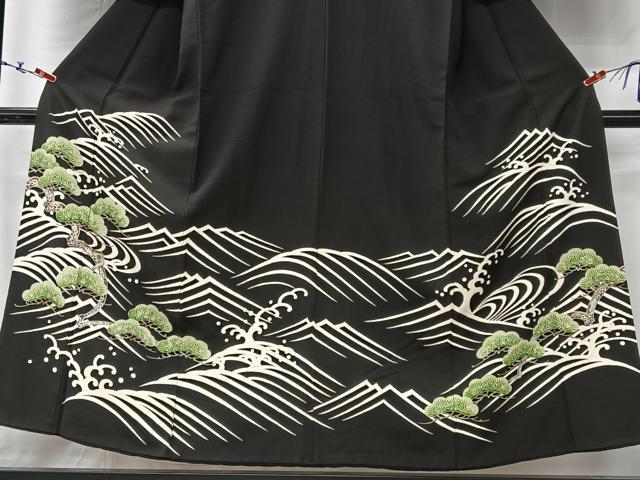 平和屋着物■豪華黒留袖 立波浜松文 金彩 正絹 逸品 CABM2138xe