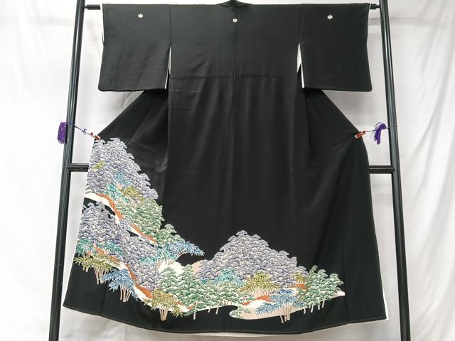 平和屋着物■豪華黒留袖 樹林文 正絹 逸品 CABM2139xe