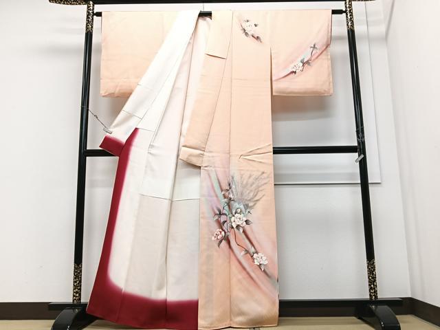 平和屋着物■訪問着 手描き 孔雀花文 暈し染め 金銀彩 正絹 逸品 CABM2160xe
