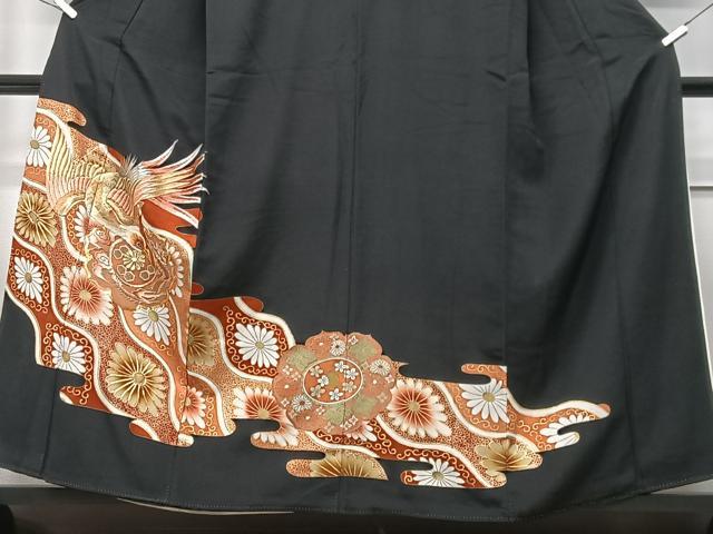 平和屋着物■豪華黒留袖 駒刺繍 鳳凰花文 暈し染め 金彩 正絹 逸品 CABM2161xe