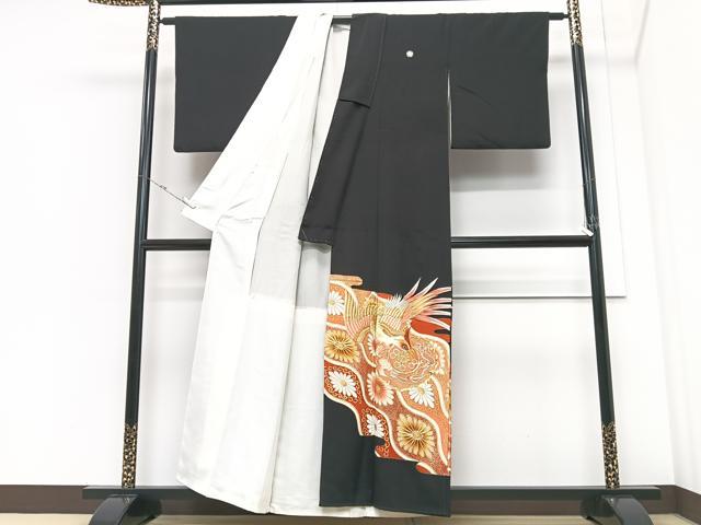 平和屋着物■豪華黒留袖 駒刺繍 鳳凰花文 暈し染め 金彩 正絹 逸品 CABM2161xe
