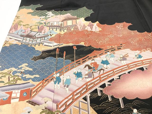 平和屋着物■豪華黒留袖 作家物 人物風景文 金彩 正絹 逸品 CABM2184xe