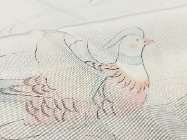 平和屋着物■長襦袢 無双仕立て 作家物 手描き 流水鴛鴦文 おだに武士 銀彩 正絹 逸品 CABM2188xe