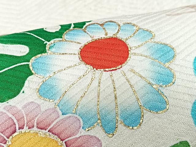 平和屋着物■豪華振袖 駒刺繍 絞り 草花文 金彩 三越扱い 正絹 逸品 CABM2254xe