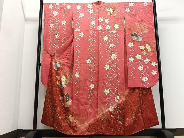 平和屋着物■豪華振袖 駒刺繍 枝垂れ花蝶文 暈し染め 金彩 正絹 逸品 CABM2255xe