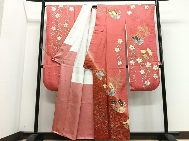 平和屋着物■豪華振袖 駒刺繍 枝垂れ花蝶文 暈し染め 金彩 正絹 逸品 CABM2255xe