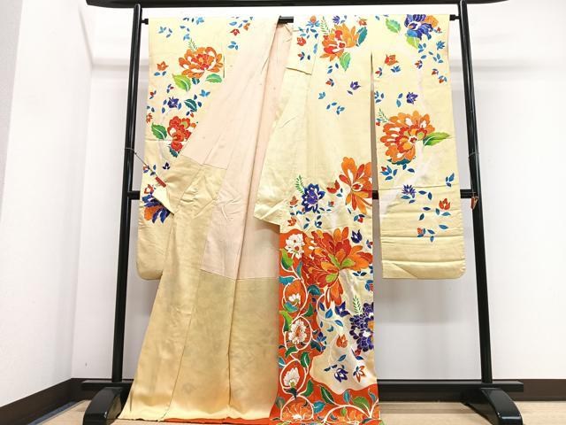 平和屋着物■豪華振袖 駒刺繍 更紗花唐草文 金彩 正絹 逸品 CABM2259xe