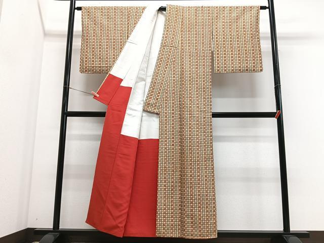 平和屋着物■上質な紬 格子草花文 逸品 CABM2267xe