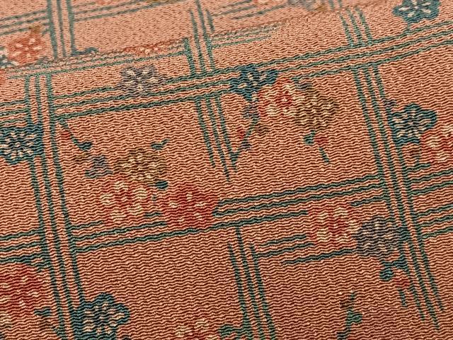 平和屋着物■上質な小紋 井桁草花文 鬼しぼ縮緬 正絹 逸品 CABM2276xe