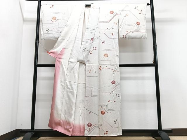 平和屋着物■上質な小紋 絞り 草花文 正絹 逸品 CABM2287xe