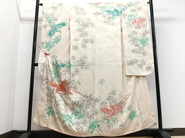 平和屋着物■豪華振袖 駒刺繍 手描き 花鳥文 暈し染め 金銀糸 正絹 逸品 CABM2291xe