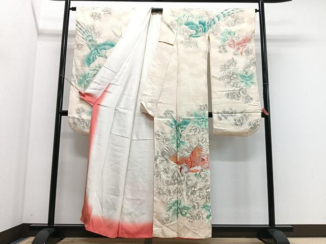 平和屋着物■豪華振袖 駒刺繍 手描き 花鳥文 暈し染め 金銀糸 正絹 逸品 CABM2291xe