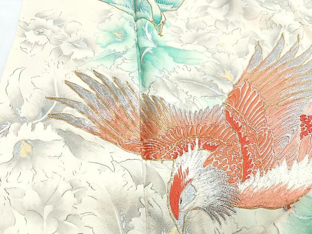 平和屋着物■豪華振袖 駒刺繍 手描き 花鳥文 暈し染め 金銀糸 正絹 逸品 CABM2291xe