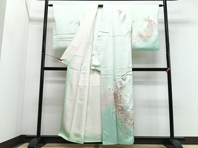 平和屋着物■訪問着 刺繍 花蝶文 暈し染め 金銀彩 正絹 逸品 CABM2301xe