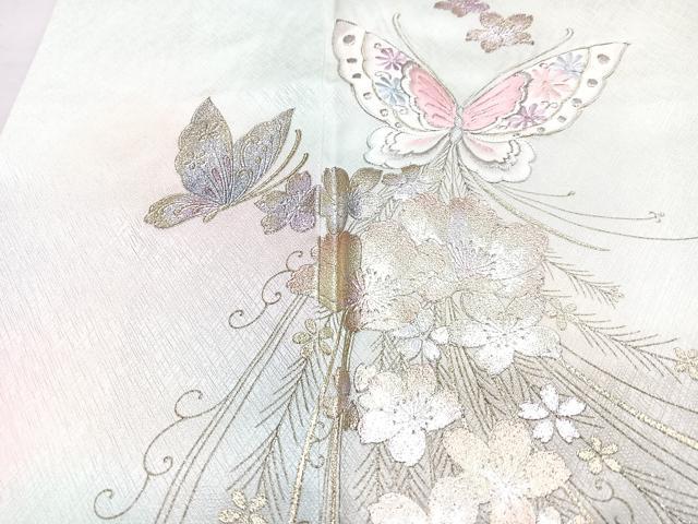 平和屋着物■訪問着 刺繍 花蝶文 暈し染め 金銀彩 正絹 逸品 CABM2301xe