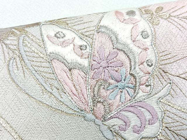 平和屋着物■訪問着 刺繍 花蝶文 暈し染め 金銀彩 正絹 逸品 CABM2301xe