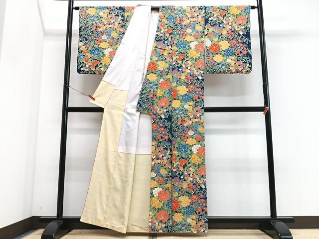 平和屋着物■上質な小紋 枝花文 鬼しぼ縮緬 正絹 逸品 CABM2305xe